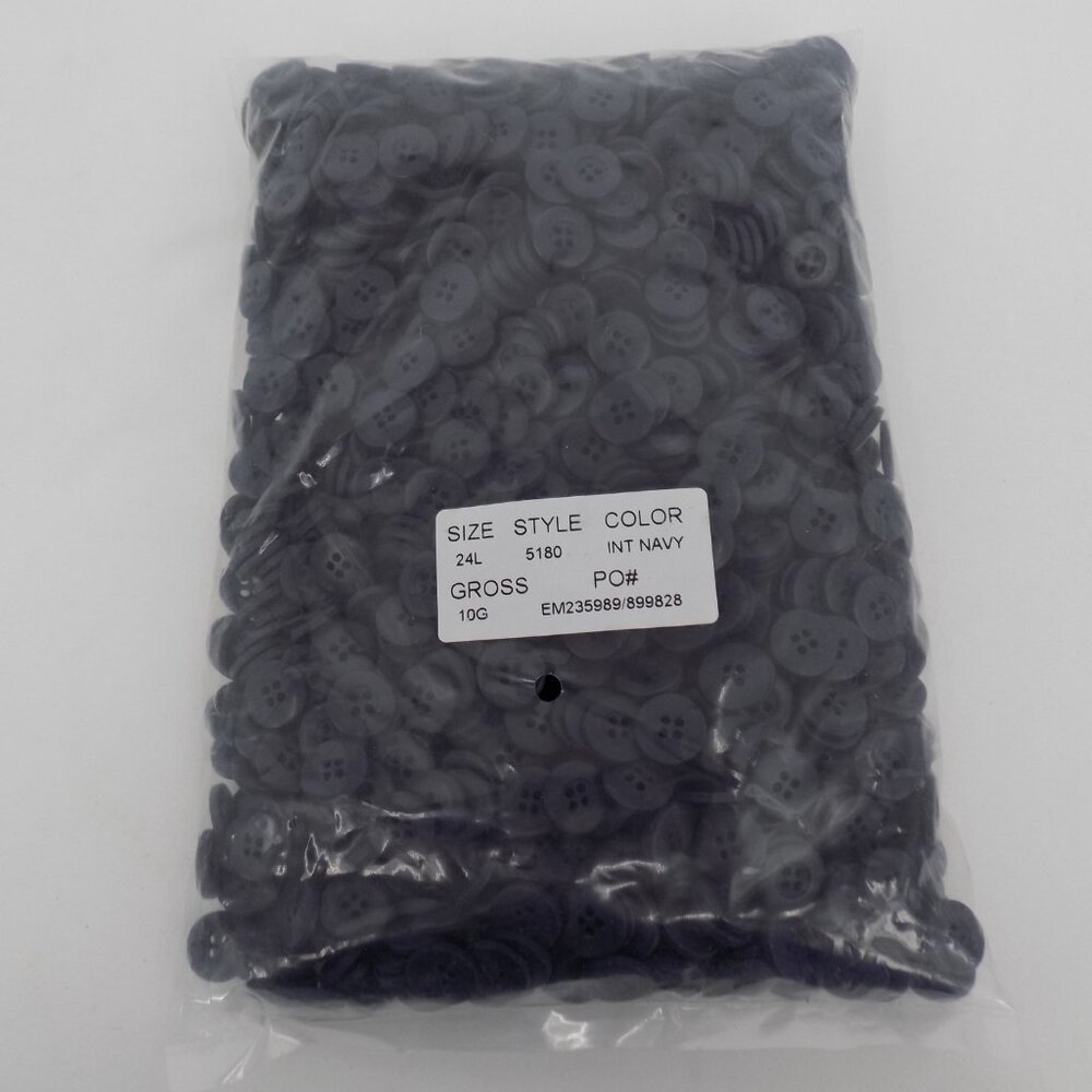 Navy Blue 4 hole 24L Button 5/8" 15.3mm 10 Gross 1440 buttons Flat Opaque